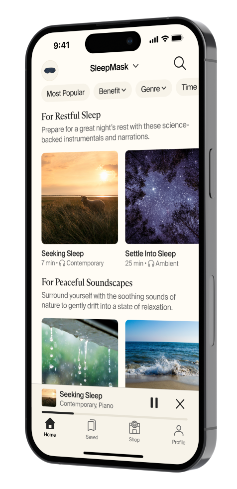 SleepMask – Customize your treatments in the Therabody app